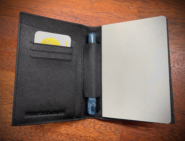 Black Saffiano Pocket Notebook Cover - Pebble Stationery Co