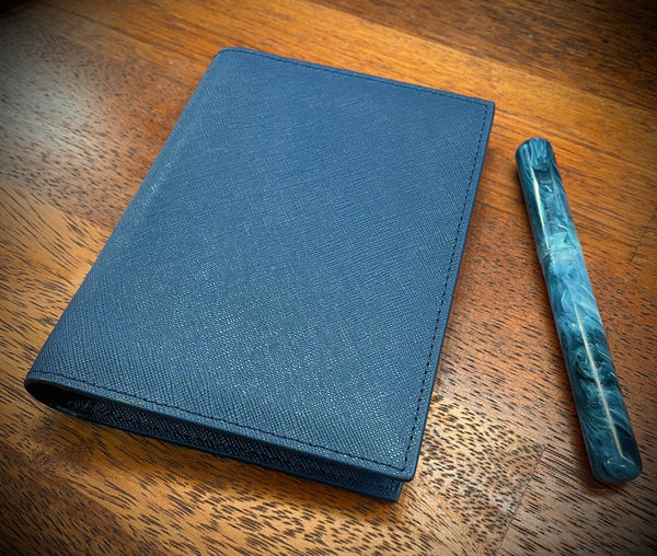 Navy Saffiano Pocket Notebook Cover - Pebble Stationery Co