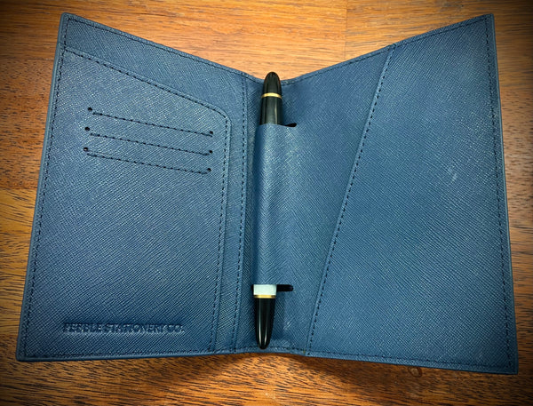 Navy Saffiano Pocket Notebook Cover - Pebble Stationery Co